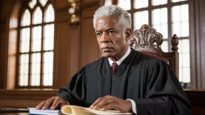 Image representing a Judge in North Carolina courtroom reviewing firearm possession case file, Durham criminal charges, specific intent analysis, felony attempt law, North Carolina court setting