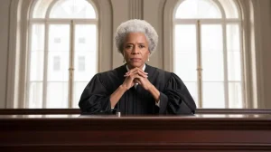 Representation of a judge presiding over a first appearance hearing in Durham County, representing how bond and release decisions are made after an arrest in Durham.